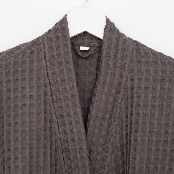 Халат вафельный мужской удлиненный Этель "Boho" размер 50-52, цвет светло-серый, 100% хлопок, 290 г/м2