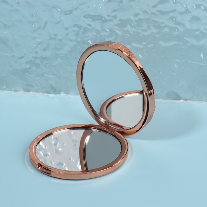 Зеркало складное &laquo;Волны&raquo;, d = 7,5 см, цвет розовое золото