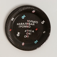 Набор бумажной посуды одноразовый Туса ок&raquo;, 6 тарелок, 6 стаканов, 6 колпаков, 1 гирлянда