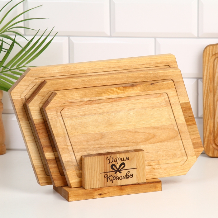 Набор досок разделочных Набор досок разделочных "Ромб" в кассете (36х22х1,8;32х20х1,8;28х18х1,8) см