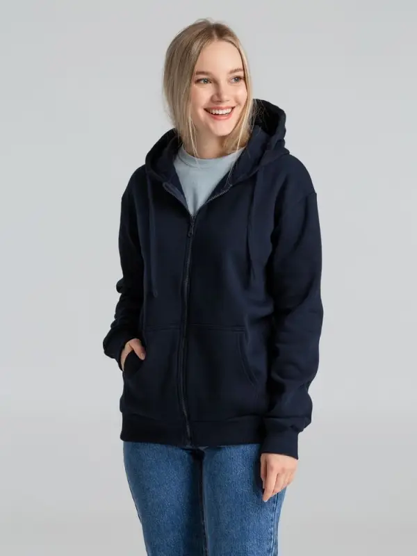Толстовка на молнии с капюшоном Siverga Heavy 2.0, темно-синяя, размер XL