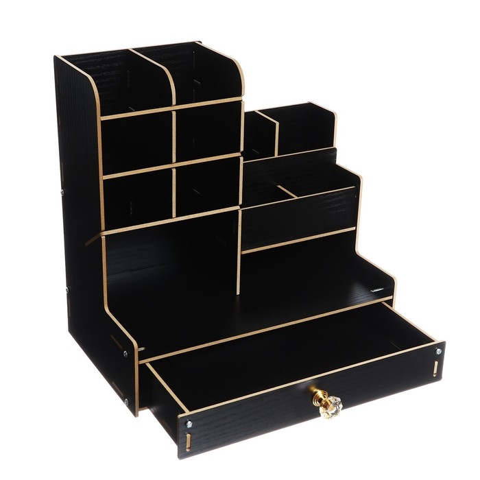 Органайзер - подставка настольный deVENTE. Elrix 24,5 x 15 x 25,5 см, МДФ, чёрный, картонная коробка Органайзер - подставка настольный deVENTE. Elrix 24,5 x 15 x 25,5 см, МДФ, чёрный, картонная коробка