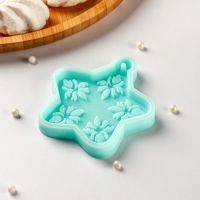 Силиконовый молд &laquo;Звёздочка&raquo;, 7,4&times;7&times;0,8 см, цвет бирюзовый