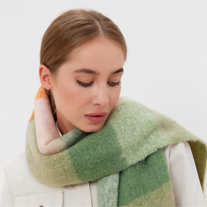 Шарф зимний объемный с кистями MINAKU клетка 210*38+18 см Шарф зимний объемный с кистями MINAKU клетка 210*38+18 см