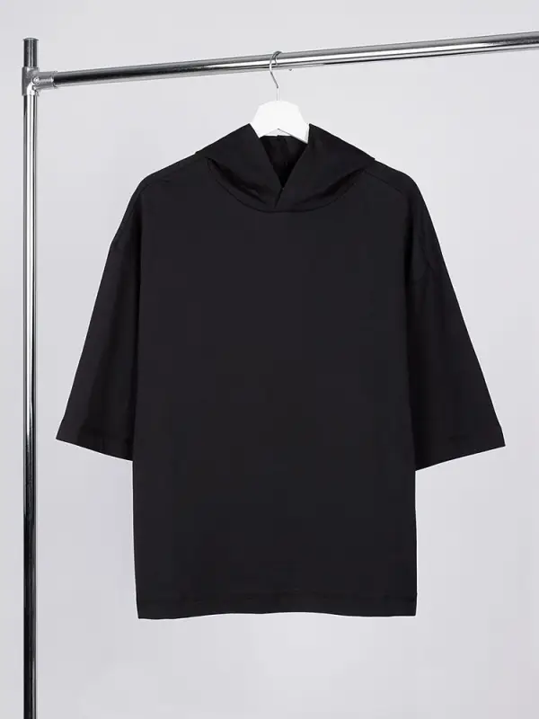 Футболка оверсайз унисекс с капюшоном Neofit, черная, размер XS/S