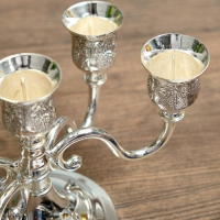 Подсвечник металл на 5 свечей "Грозди винограда" цвет серебро 13х21,5х21,5 см