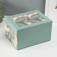 Шкатулка кожзам для украшений "Пальмовые листья" зелёная 17,5х23,5х14 см Шкатулка кожзам для украшений "Пальмовые листья" зелёная 17,5х23,5х14 см