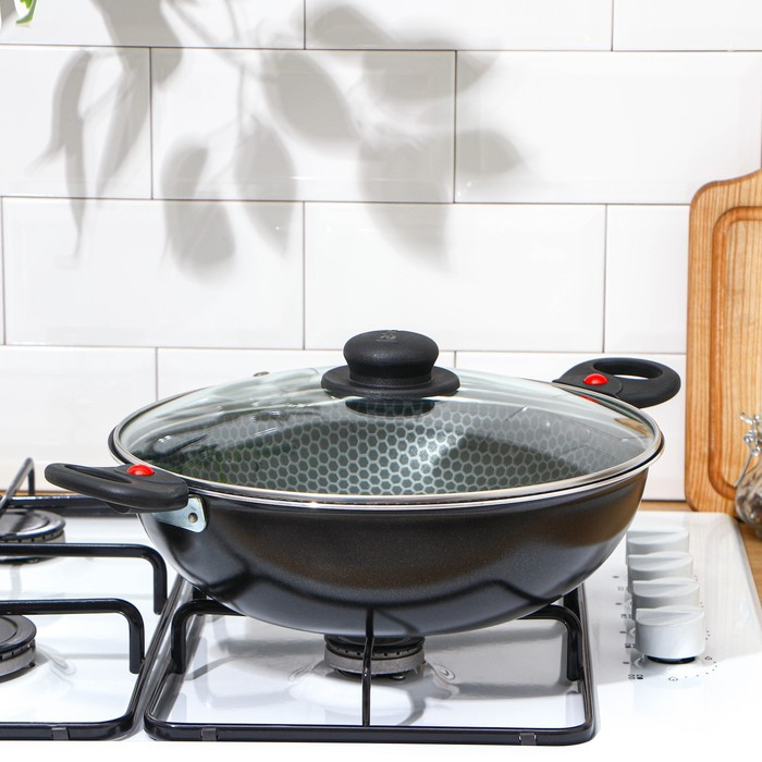 Казан Forever, 3,5 л, d=28 см, две съёмные ручки, стеклянная крышка, антипригарное покрытие, цвет чёрный Казан Forever, 3,5 л, d=28 см, две съёмные ручки, стеклянная крышка, антипригарное покрытие, цвет чёрный