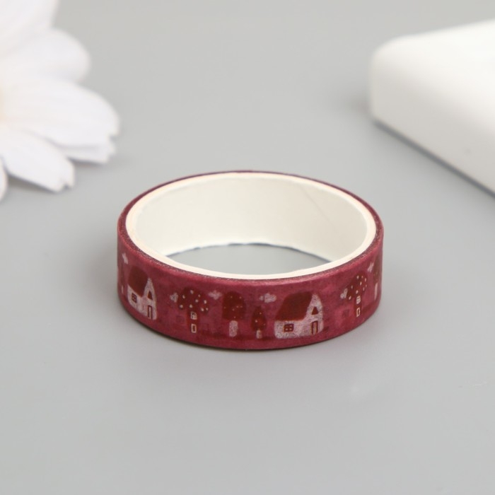 Клейкая лента бумага "Домик в саду" ширина 1 см намотка 2 м набор 5 шт