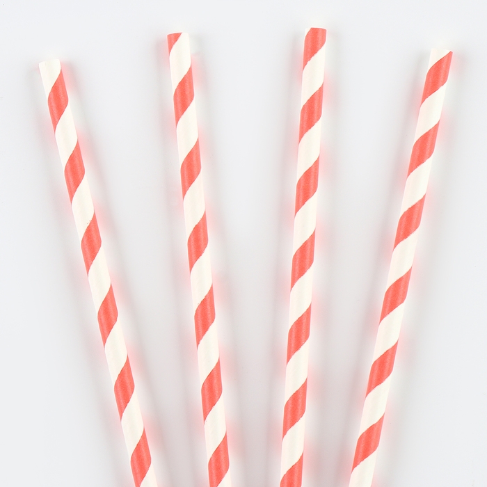 Трубочка для коктейля &laquo;Спираль&raquo;, набор 25 шт., цвет бело-розовый