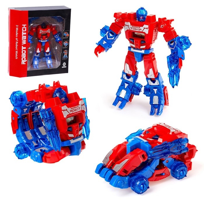 Робот &laquo;Часы&raquo;, трансформируется в робота и машинку, цвет красный
