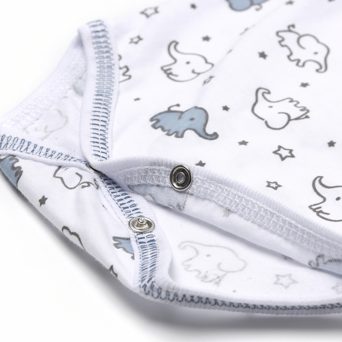 Боди детское с коротким рукавом, цвет белый/слоны, рост 80