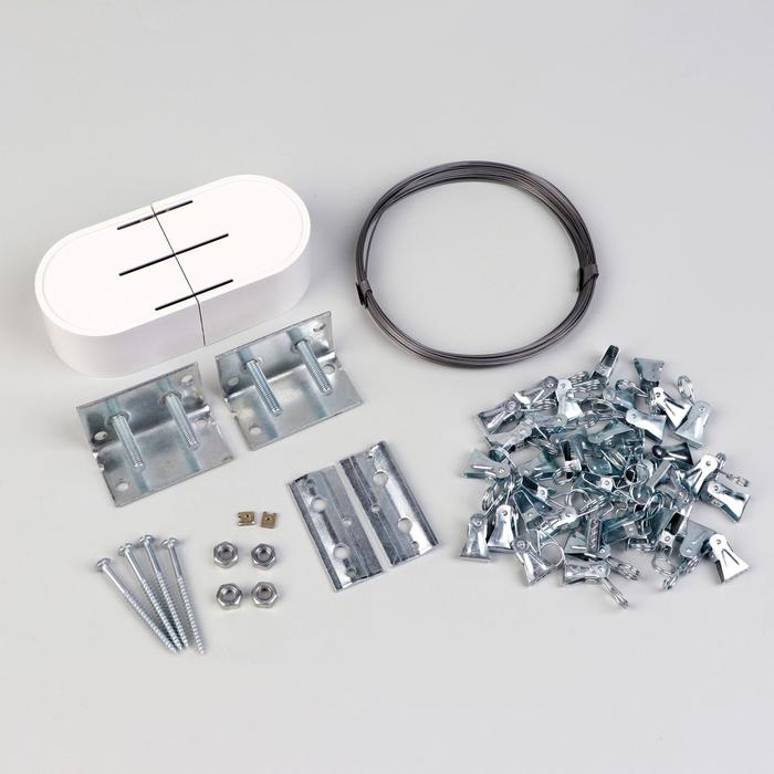 Карниз-струна 7 м, с металлическими зажимами, 40 шт, цвет белый Карниз-струна 7 м, с металлическими зажимами, 40 шт, цвет белый