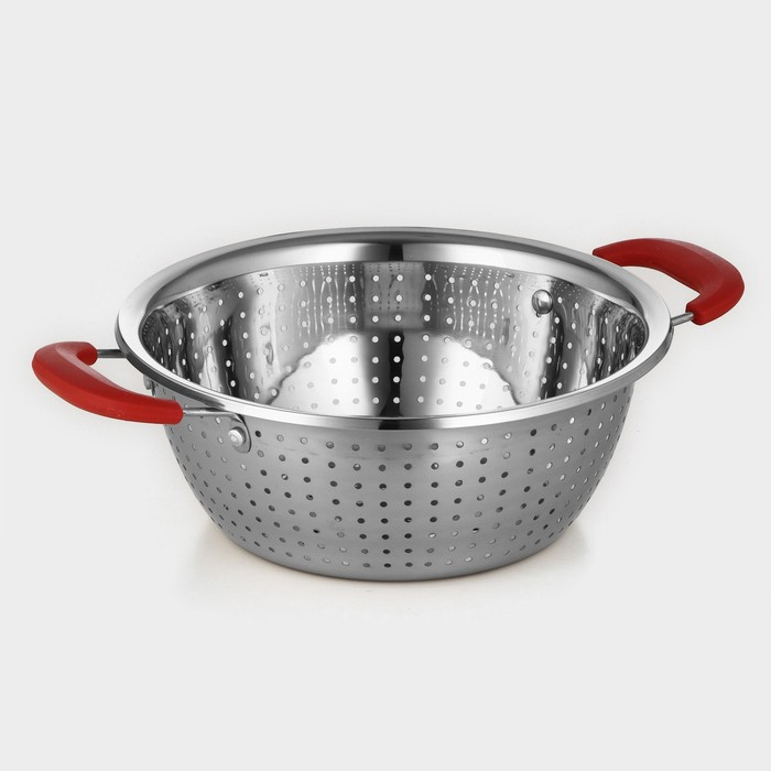 Дуршлаг из нержавеющей стали «Эдвин», d=22 см, две пластиковые ручки, цвет МИКС Дуршлаг из нержавеющей стали «Эдвин», d=22 см, две пластиковые ручки, цвет МИКС