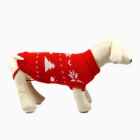 Одежда для собак. Свитер вязаный с орнаментом &laquo;Новогодний&raquo;, красный, размер XL