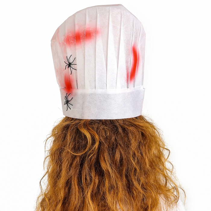 Карнавальная шляпа «Повар» с кровью и пауками Карнавальная шляпа «Повар» с кровью и пауками