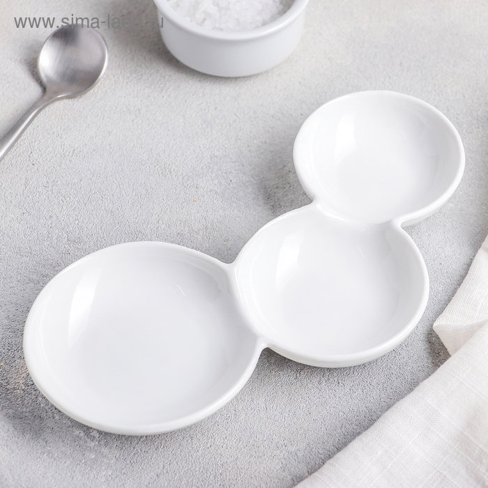 Менажница керамическая &laquo;Атом&raquo;, 20&times;12 см, цвет белый