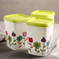 Набор банок для сыпучих &laquo;Клумба&raquo;, 500 мл, 3 шт, цвет МИКС