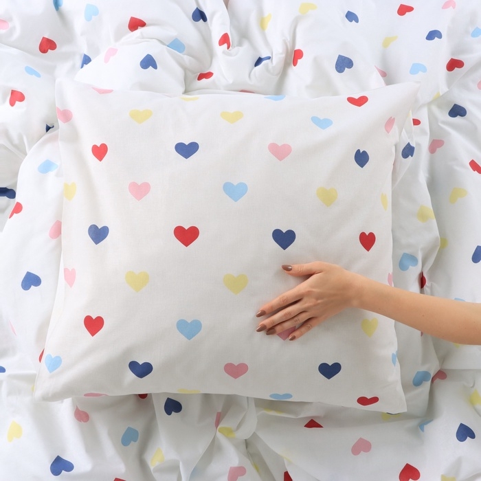 Постельное бельё Постельное бельё "Этель" Евро Сolored Hearts 200*217 см, 220*240 см, 70*70 см-2 шт, поплин 125 г/м2, хл 100%