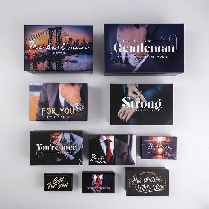 Набор коробок 10 в 1, упаковка подарочная, &laquo;MAN&raquo;, 12 х 7 х 4 - 32.5 х 20 х 12.5 см