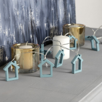 Гирлянда &laquo;Нить&raquo; 1.5 м с насадками &laquo;Дом синий&raquo;, IP20, прозрачная нить, 10 LED, батарейки AAх2 (нет в комплекте), свечение тёплое белое