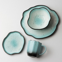 Тарелка керамическая неровный край &laquo;Синяя&raquo;, 17 см, цвет синий