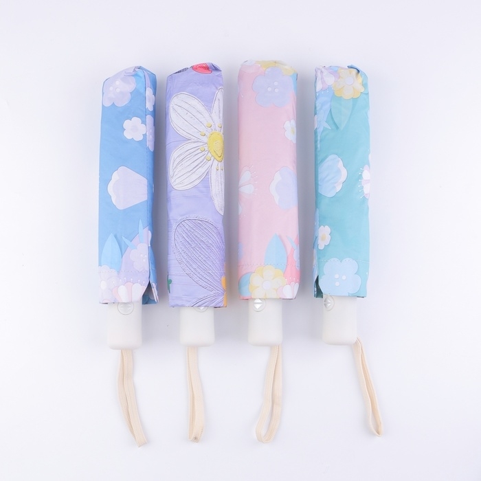 Зонт автоматический &laquo;Цветочная поляна&raquo;, 3 сложения, 8 спиц, R = 48/55 см, D = 110 см, цвет МИКС