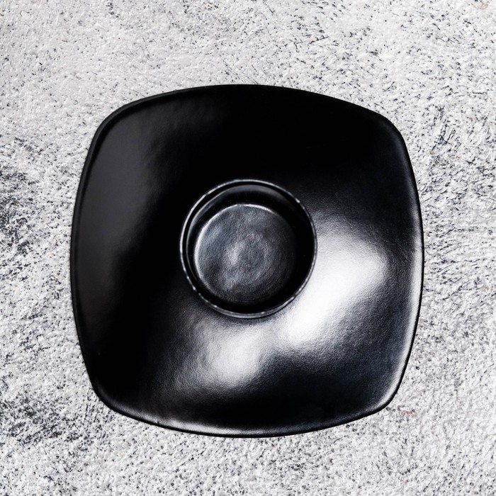 Подсвечник "Квадрат" металл на 1 свечу, 7х3 см, чёрный муар