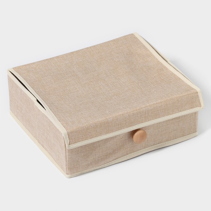 Органайзер для хранения белья LaDо́m «Франческа», 9 ячеек, с крышкой, 35×30×12 см, цвет бежевый Органайзер для хранения белья LaDо́m «Франческа», 9 ячеек, с крышкой, 35×30×12 см, цвет бежевый