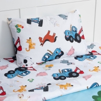 Постельное бельё 1,5 сп Синий трактор &laquo;Ферма&raquo;, 143х215 см, 150х214 см, 50х70 см -1 шт., поплин 125 г/м2