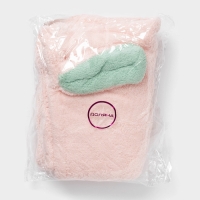 Чалма для сушки волос Доляна «Ушки», микрофибра, с пуговкой, цвет розовый Чалма для сушки волос Доляна «Ушки», микрофибра, с пуговкой, цвет розовый