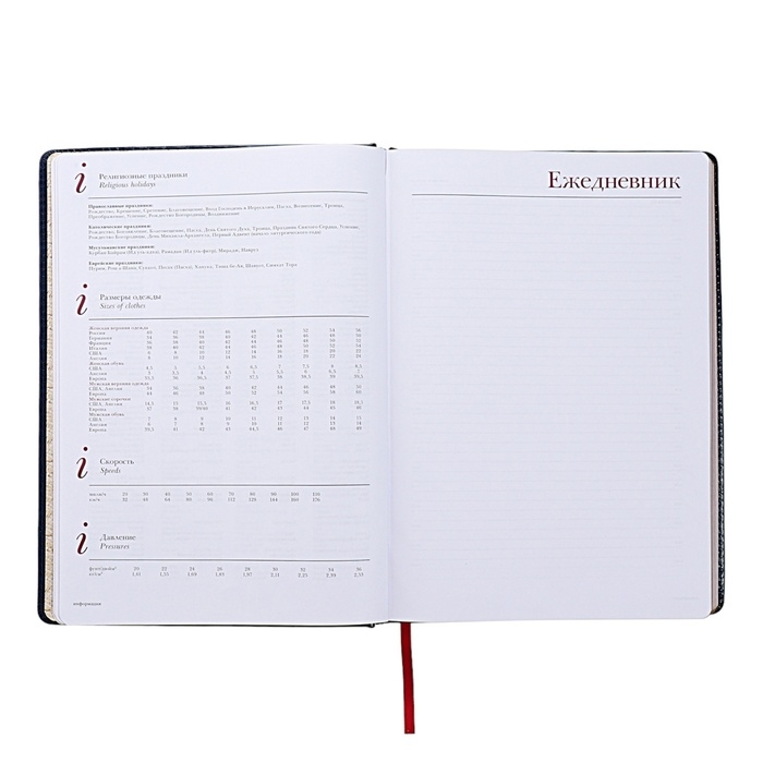 Ежедневник недатированный А4, 136 листов Sidney Nebraska, твёрдая обложка, искусственная кожа, золотой срез, ляссе, синий