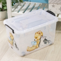 Контейнер для хранения «Мишка и котёнок», 35 л, 50,5×31,5×28 см, на колёсиках, прозрачный Контейнер для хранения «Мишка и котёнок», 35 л, 50,5×31,5×28 см, на колёсиках, прозрачный