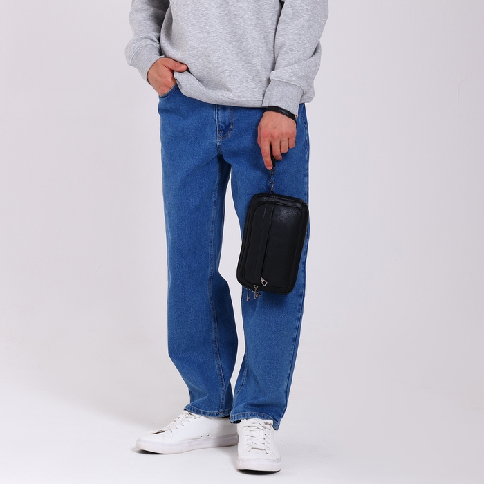 Сумка мужская через плечо, искусственная кожа, цвет чёрный