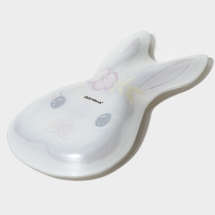 Блюдо стеклянное сервировочное Доляна &laquo;Цветочный кролик&raquo;, 21&times;13,5&times;1,8 см