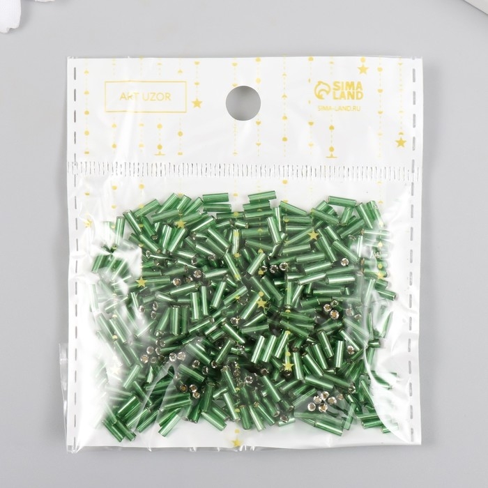 Стеклярус стекло 3” Стеклярус стекло 3” "Ярко-зелёный" металлик набор 20 гр