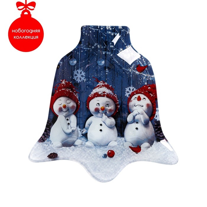 Блюдо новогоднее стеклянное сервировочное Доляна «Колокольчик. Снеговики мечтатели», 18×17 см Блюдо новогоднее стеклянное сервировочное Доляна «Колокольчик. Снеговики мечтатели», 18×17 см