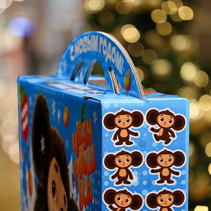 Новый год. Подарочная коробка "Чебурашка", Портфель , 37 х 8 х 20,2 см.