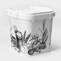 Ёмкость для муки и сахара, 25 л, с декором, цвет белый