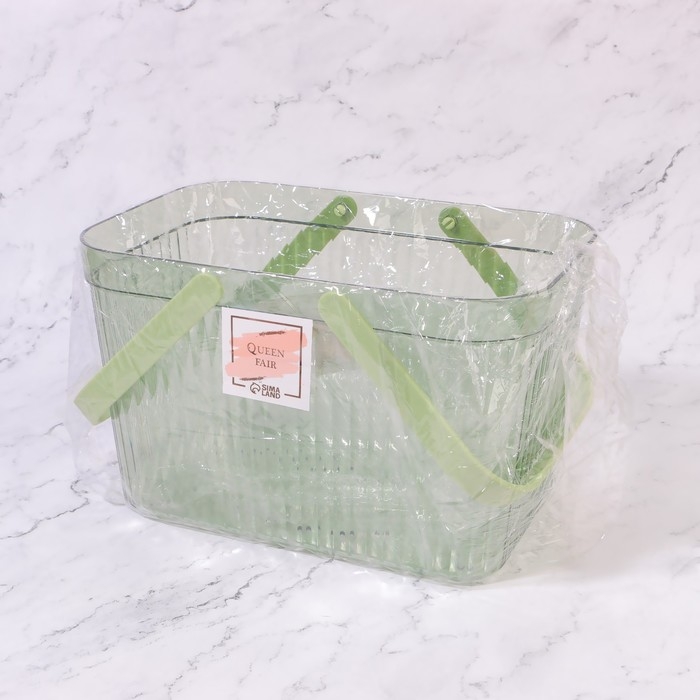 Органайзер для хранения, корзинка с ручками, 1 секция, 27 &times; 17 &times; 16,5 см, цвет полупрозрачный/МИКС