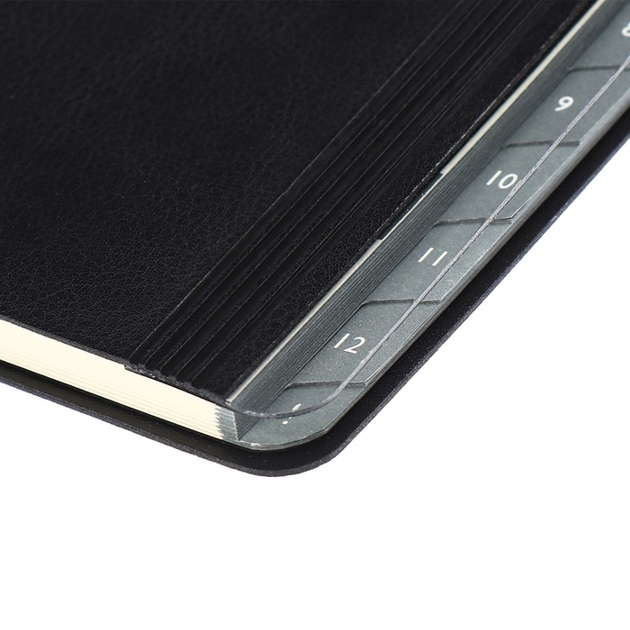 Еженедельник датир 2025г мягк обл иск кож А5 80л ESCALADA, бл тис, кр бл 70 г/м&sup2;, чёрный