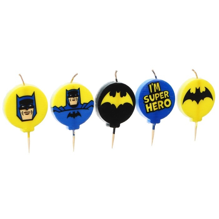 Свеча для торта Свеча для торта "С Днем Рождения!", 5 штук, Супергерои