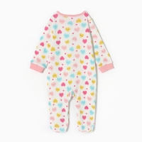 Комбинезон детский, цвет белый/сердечки, рост 62