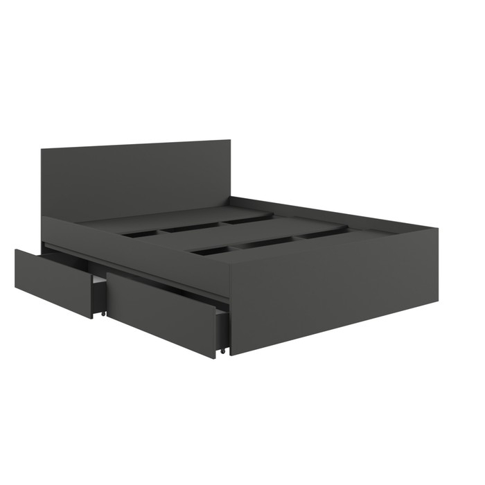 Кровать 1600 с ящиками и основанием Мадера, с/м 1600х2000, Графит Кровать 1600 с ящиками и основанием Мадера, с/м 1600х2000, Графит