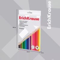Карандаши 18 цветов ErichKrause, пластик, шестигранные, мягкий 2.6 мм грифель, картонная упаковка, легкая заточка, европодвес Карандаши 18 цветов ErichKrause, пластик, шестигранные, мягкий 2.6 мм грифель, картонная упаковка, легкая заточка, европодвес