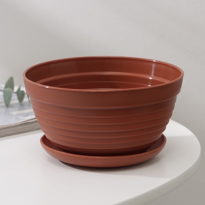 Горшок с подставкой &laquo;Алиса&raquo;, 0,7 л, цвет терракот