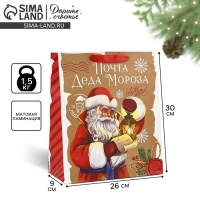 Пакет подарочный новогодний ламинированный &laquo;Почта Деда Мороза&raquo;, M 26 х 30 х 9 см , Новый год
