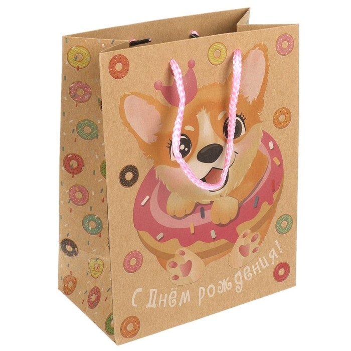 Пакет подарочный крафт M, 18 &times; 23 &times; 10 см