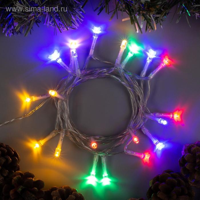 Гирлянда «Нить» 2 м, IP20, прозрачная нить, 20 LED, 2 режима, батарейки AAх3 (нет в комплекте), свечение мульти Гирлянда «Нить» 2 м, IP20, прозрачная нить, 20 LED, 2 режима, батарейки AAх3 (нет в комплекте), свечение мульти