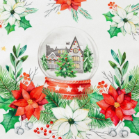 Дорожка на стол новогодняя Christmas red flowers 40*147 см, 100% хл, саржа 190гр/м2